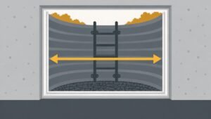 Egress Window Size Calculator: Opening, Sill and Window Well illustration