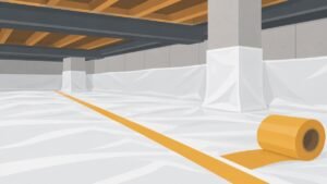 Crawl Space Vapor Barrier Calculator: Liner Area and Rolls illustration